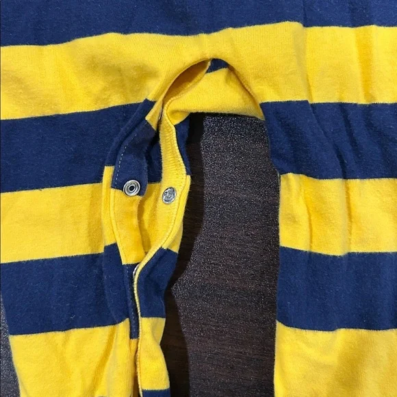 Ralph Lauren Rugby One Piece Yellow Navy Striped Polo 12M - Picture 4 of 5